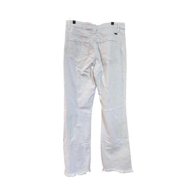 KanCan Signature Womens White Distressed High-Rise Flare Jeans Frayed Hem Size 2 - Picture 2 of 5